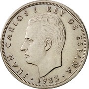 Spain 5 Pesetas Juan Carlos I 1983 KM# 823 JUAN CARLOS I REY DE ESPAÑA 1983 coin obverse Spain 5 Pesetas Juan Carlos I 1983 KM# 823 JUAN CARLOS I REY DE ESPAÑA 1983 coin obverse