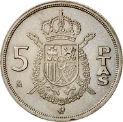 Spain 5 Pesetas Juan Carlos I 1983 KM# 823 5 PTAS M coin reverse Spain 5 Pesetas Juan Carlos I 1983 KM# 823 5 PTAS M coin reverse