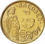 Spain 5 Pesetas Jacobeo 1993 KM# 919 JACOBEO ESPAÑA '93 coin obverse Spain 5 Pesetas Jacobeo 1993 KM# 919 JACOBEO ESPAÑA '93 coin obverse