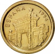 Spain 5 Pesetas Aragon 1994 KM# 931 ESPAÑA 1994 coin obverse Spain 5 Pesetas Aragon 1994 KM# 931 ESPAÑA 1994 coin obverse
