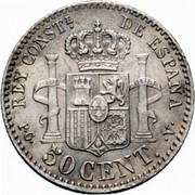 Spain 50 Centimos Alfonso XIII 1894 (94) PG-V KM# 703 REY CONSTL. DE ESPAÑA P G 50 CENT V coin reverse Spain 50 Centimos Alfonso XIII 1894 (94) PG-V KM# 703 REY CONSTL. DE ESPAÑA P G 50 CENT V coin reverse