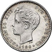 Spain 50 Cent Alfonso XIII 3rd portrait 1900 SM-V KM# 705 ALFONSO XIII POR LA G DE DIOS 1900 coin obverse Spain 50 Cent Alfonso XIII 3rd portrait 1900 SM-V KM# 705 ALFONSO XIII POR LA G DE DIOS 1900 coin obverse