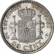 Spain 50 Cent Alfonso XIII 3rd portrait 1900 SM-V KM# 705 REY CONSTL DE ESPAÑA S M 50 CENT V coin reverse Spain 50 Cent Alfonso XIII 3rd portrait 1900 SM-V KM# 705 REY CONSTL DE ESPAÑA S M 50 CENT V coin reverse