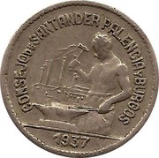 Spain 50 Cts 1937 KM# 1.2 Santander & Palencia & Burgos Republican Zone Decimal Coinage CONSEJO DE SANTANDER PALENCIA Y BURGOS 1937 coin obverse Spain 50 Cts 1937 KM# 1.2 Santander & Palencia & Burgos Republican Zone Decimal Coinage CONSEJO DE SANTANDER PALENCIA Y BURGOS 1937 coin obverse