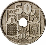 Spain 50 Centimos Arrows up 1949 (56) KM# 777 50 CENTIMOS coin reverse Spain 50 Centimos Arrows up 1949 (56) KM# 777 50 CENTIMOS coin reverse