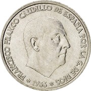 Spain 50 Centimos Francisco Franco 1966 (72) Proof KM# 795 FRANCISCO FRANCO CAUDILLO DE ESPANA POR LA G.DE DIOS 19 1966 67 coin obverse Spain 50 Centimos Francisco Franco 1966 (72) Proof KM# 795 FRANCISCO FRANCO CAUDILLO DE ESPANA POR LA G.DE DIOS 19 1966 67 coin obverse
