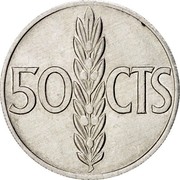 Spain 50 Centimos Francisco Franco 1966 (72) Proof KM# 795 50 CTS coin reverse Spain 50 Centimos Francisco Franco 1966 (72) Proof KM# 795 50 CTS coin reverse