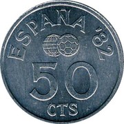 Spain 50 Centimos FIFA World Cup 1980 (80) Proof KM# 815 ESPAÑA '82 50 CTS coin reverse Spain 50 Centimos FIFA World Cup 1980 (80) Proof KM# 815 ESPAÑA '82 50 CTS coin reverse