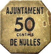 Spain 50 Centims Nulles (1937) KM# 4 AJUNTAMENT 50 CENTIMS DE NULLES coin obverse
