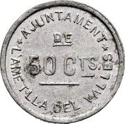 Spain 50 Cts AMETLLA DEL VALLES (1937) KM# 2.1 coin obverse Spain 50 Cts AMETLLA DEL VALLES (1937) KM# 2.1 coin obverse