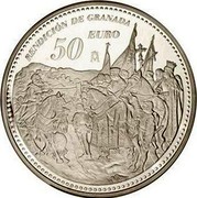Spain 50 Euro Isabel I de Castilla 2004 Proof KM# 1061 RENDICIÓN DE GRANADA 50 EURO M coin reverse Spain 50 Euro Isabel I de Castilla 2004 Proof KM# 1061 RENDICIÓN DE GRANADA 50 EURO M coin reverse
