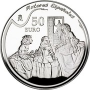 Spain 50 Euro Spanish Painters - Velazquez 2008 Proof KM# 1189 PINTORES ESPAÑOLES M 50 EURO coin reverse Spain 50 Euro Spanish Painters - Velazquez 2008 Proof KM# 1189 PINTORES ESPAÑOLES M 50 EURO coin reverse