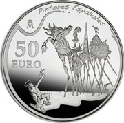 Spain 50 Euro Spanish Painters - Salvador Dali 2009 Proof KM# 1208 50 EURO M PINTORES ESPAÑOLES coin reverse