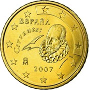 Spain 50 Euro Cent Cervantes 2007 (M) Proof KM# 1072 ESPAÑA CERVANTES M 2007 coin obverse Spain 50 Euro Cent Cervantes 2007 (M) Proof KM# 1072 ESPAÑA CERVANTES M 2007 coin obverse