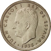 Spain 50 Pesetas Juan Carlos I 1975 (76) Proof KM# 809 JUAN CARLOS I REY DE ESPANA 1975 coin obverse Spain 50 Pesetas Juan Carlos I 1975 (76) Proof KM# 809 JUAN CARLOS I REY DE ESPANA 1975 coin obverse
