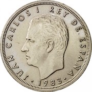 Spain 50 Pesetas (Juan Carlos I) KM# 825 JUAN CARLOS I REY DE ESPAÑA 1983 coin obverse Spain 50 Pesetas (Juan Carlos I) KM# 825 JUAN CARLOS I REY DE ESPAÑA 1983 coin obverse