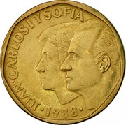 Spain 500 Pesetas Juan Carlos and Sofia 1988 KM# 831 JUAN CARLOS I Y SOFIA 1988 coin obverse Spain 500 Pesetas Juan Carlos and Sofia 1988 KM# 831 JUAN CARLOS I Y SOFIA 1988 coin obverse