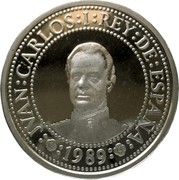 Spain 500 Pesetas uan Carlos I Maya Sculpture 1989 Proof KM# 836 JUAN CARLOS I REY DE ESPAÑA 1989 coin obverse Spain 500 Pesetas uan Carlos I Maya Sculpture 1989 Proof KM# 836 JUAN CARLOS I REY DE ESPAÑA 1989 coin obverse