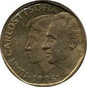 Spain 500 Pesetas Juan Carlos I I Sofia 1995 KM# 924 JUAN CARLOS I Y SOFIA 2001 coin obverse Spain 500 Pesetas Juan Carlos I I Sofia 1995 KM# 924 JUAN CARLOS I Y SOFIA 2001 coin obverse