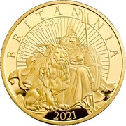 UK 500 Pounds Britannia and the Lion 2021 BRITANNIA 2021 PJL 5 OZ 999.9 FINE GOLD coin reverse UK 500 Pounds Britannia and the Lion 2021 BRITANNIA 2021 PJL 5 OZ 999.9 FINE GOLD coin reverse