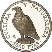 Spain 5000 Pesetas Imperial Eagle 1994 Proof KM# 942 CULTURA Y NATURALEZA 5000 PTAS coin reverse Spain 5000 Pesetas Imperial Eagle 1994 Proof KM# 942 CULTURA Y NATURALEZA 5000 PTAS coin reverse