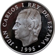 Spain 5000 Pesetas Spanish Ibex 1995 Proof KM# 956 JUAN CARLOS I REY DE ESPAÑA 1995 coin obverse Spain 5000 Pesetas Spanish Ibex 1995 Proof KM# 956 JUAN CARLOS I REY DE ESPAÑA 1995 coin obverse