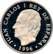 Spain 5000 Pesetas Park Guell 1996 Proof KM# 969 JUAN CARLOS I REY DE ESPAÑA 1996 coin obverse Spain 5000 Pesetas Park Guell 1996 Proof KM# 969 JUAN CARLOS I REY DE ESPAÑA 1996 coin obverse