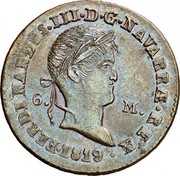 Spain 6 M Fernando VII 1819 PP KM# 126 6 M FERDINANDUS III D G NAVARRE REX coin obverse Spain 6 M Fernando VII 1819 PP KM# 126 6 M FERDINANDUS III D G NAVARRE REX coin obverse