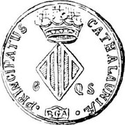 Spain 6 Qs Berga mint 1840 BGA KM# 135 6 QS PRINCIPATUS CATHALAUNIÆ BGA coin reverse Spain 6 Qs Berga mint 1840 BGA KM# 135 6 QS PRINCIPATUS CATHALAUNIÆ BGA coin reverse