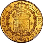 Spain 8 S Fernando VII 1813 SF KM# 481 IN UTROQ FELIX AUSPICE DEO 8 S C SF coin reverse Spain 8 S Fernando VII 1813 SF KM# 481 IN UTROQ FELIX AUSPICE DEO 8 S C SF coin reverse