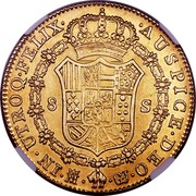 Spain 8 S Ferdinand VII 1820 GJ KM# 485 AUSPICE DEO IN ULTROQ FELIX M CJ 8 S coin reverse Spain 8 S Ferdinand VII 1820 GJ KM# 485 AUSPICE DEO IN ULTROQ FELIX M CJ 8 S coin reverse