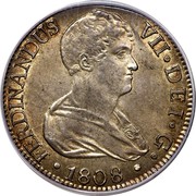 Spain 8 Reales Ferdinand VII 1808 S CN KM# 451 FERDINANDUS VII DEI G 1808 coin obverse