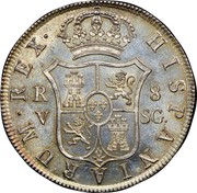 Spain 8 Reales Ferdinand VII 1811 V SG KM# 455.2 HISPANIARUM REX 8 R V SG coin reverse Spain 8 Reales Ferdinand VII 1811 V SG KM# 455.2 HISPANIARUM REX 8 R V SG coin reverse