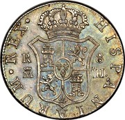 Spain 8 R Ferdinand VII 1812 IJ KM# 477 HISPANIARUM REX 8 R M I J coin reverse Spain 8 R Ferdinand VII 1812 IJ KM# 477 HISPANIARUM REX 8 R M I J coin reverse