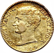 Spain 80 R Joseph Napolean 1809 AI KM# 542 IOSEPH NAP D G HISP ET IND R 1809 coin obverse Spain 80 R Joseph Napolean 1809 AI KM# 542 IOSEPH NAP D G HISP ET IND R 1809 coin obverse
