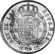Spain 80 R FERDINAND VII 1822 SR KM# 564.2 REY DE LAS ESPAÑAS M SR 80 R coin reverse Spain 80 R FERDINAND VII 1822 SR KM# 564.2 REY DE LAS ESPAÑAS M SR 80 R coin reverse