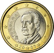 Spain Euro Juan Carlos I 2007 (M) Proof KM# 1073 ESPAÑA M 20 07 coin obverse Spain Euro Juan Carlos I 2007 (M) Proof KM# 1073 ESPAÑA M 20 07 coin obverse