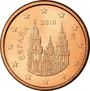 Spain Euro Cent Cathedral 2010 M Proof KM# 1144 ESPAÑA 2010 M coin obverse Spain Euro Cent Cathedral 2010 M Proof KM# 1144 ESPAÑA 2010 M coin obverse