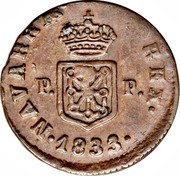 Spain 1M 1833 PP KM# 130 Province Navarre Standart Coinage NAVARRAE REX P P 1833 coin reverse Spain 1M 1833 PP KM# 130 Province Navarre Standart Coinage NAVARRAE REX P P 1833 coin reverse