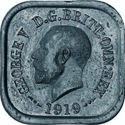 Australia One Penny George V Kookaburra Pattern - Type 4a 1919  Pattern KM# Pn9a GEORGE V D G BRITT OMN REX 1919 coin obverse Australia One Penny George V Kookaburra Pattern - Type 4a 1919  Pattern KM# Pn9a GEORGE V D G BRITT OMN REX 1919 coin obverse