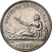 Spain Peseta Provisional Government 1869 SN-M KM# 652 GOBIERNO PROVISIONAL 1869 coin obverse Spain Peseta Provisional Government 1869 SN-M KM# 652 GOBIERNO PROVISIONAL 1869 coin obverse