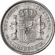 Spain Peseta Alfonso XII 1876 (76) DE-M KM# 672 DE M PLUS ULTRA REY CONSTL DE ESPAÑA UNA PESETA coin reverse Spain Peseta Alfonso XII 1876 (76) DE-M KM# 672 DE M PLUS ULTRA REY CONSTL DE ESPAÑA UNA PESETA coin reverse