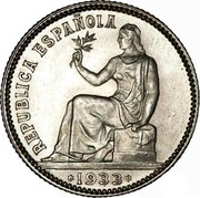 Spain Una Peseta 1933 (3-4) Rotated reverse varieties exist, with values greatly increasing by the degree of rotation. KM# 750 Republic (1931 - 1939) REPUBLICA ESPAÑOLA 3 1933 4 coin obverse Spain Una Peseta 1933 (3-4) Rotated reverse varieties exist, with values greatly increasing by the degree of rotation. KM# 750 Republic (1931 - 1939) REPUBLICA ESPAÑOLA 3 1933 4 coin obverse