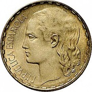 Spain 1 Peseta Rubia 1937 KM# 755 REPVBLICA ESPAÑOLA coin obverse Spain 1 Peseta Rubia 1937 KM# 755 REPVBLICA ESPAÑOLA coin obverse
