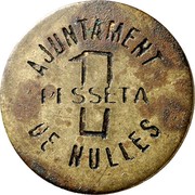 Spain 1 Pesseta Nulles (1937) KM# 5 AJUNTAMENT 1 PESSETA DE NULLES coin obverse Spain 1 Pesseta Nulles (1937) KM# 5 AJUNTAMENT 1 PESSETA DE NULLES coin obverse