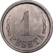 Spain Peseta Civil war (1937) KM# 3.2 1 PESETA coin reverse Spain Peseta Civil war (1937) KM# 3.2 1 PESETA coin reverse
