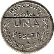 Spain Una Peseta Palencia and Burgos 1937 KM# 2 REPUBLICA ESPAÑOLA UNA PESETA coin reverse