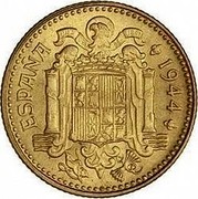 Spain 1 Peseta 1944 KM# 767 Nationalist Government (1939 - 1947) ESPAÑA 1944 UNA GRANDE LIBRE PLUS ULTRA coin obverse Spain 1 Peseta 1944 KM# 767 Nationalist Government (1939 - 1947) ESPAÑA 1944 UNA GRANDE LIBRE PLUS ULTRA coin obverse