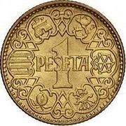 Spain 1 Peseta 1944 KM# 767 Nationalist Government (1939 - 1947) 1 PESETA coin reverse Spain 1 Peseta 1944 KM# 767 Nationalist Government (1939 - 1947) 1 PESETA coin reverse