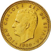 Spain 1 Peseta Juan Carlos I 1980 (80) Proof KM# 816 JUAN CARLOS I REY DE ESPAÑA 1980 coin obverse Spain 1 Peseta Juan Carlos I 1980 (80) Proof KM# 816 JUAN CARLOS I REY DE ESPAÑA 1980 coin obverse